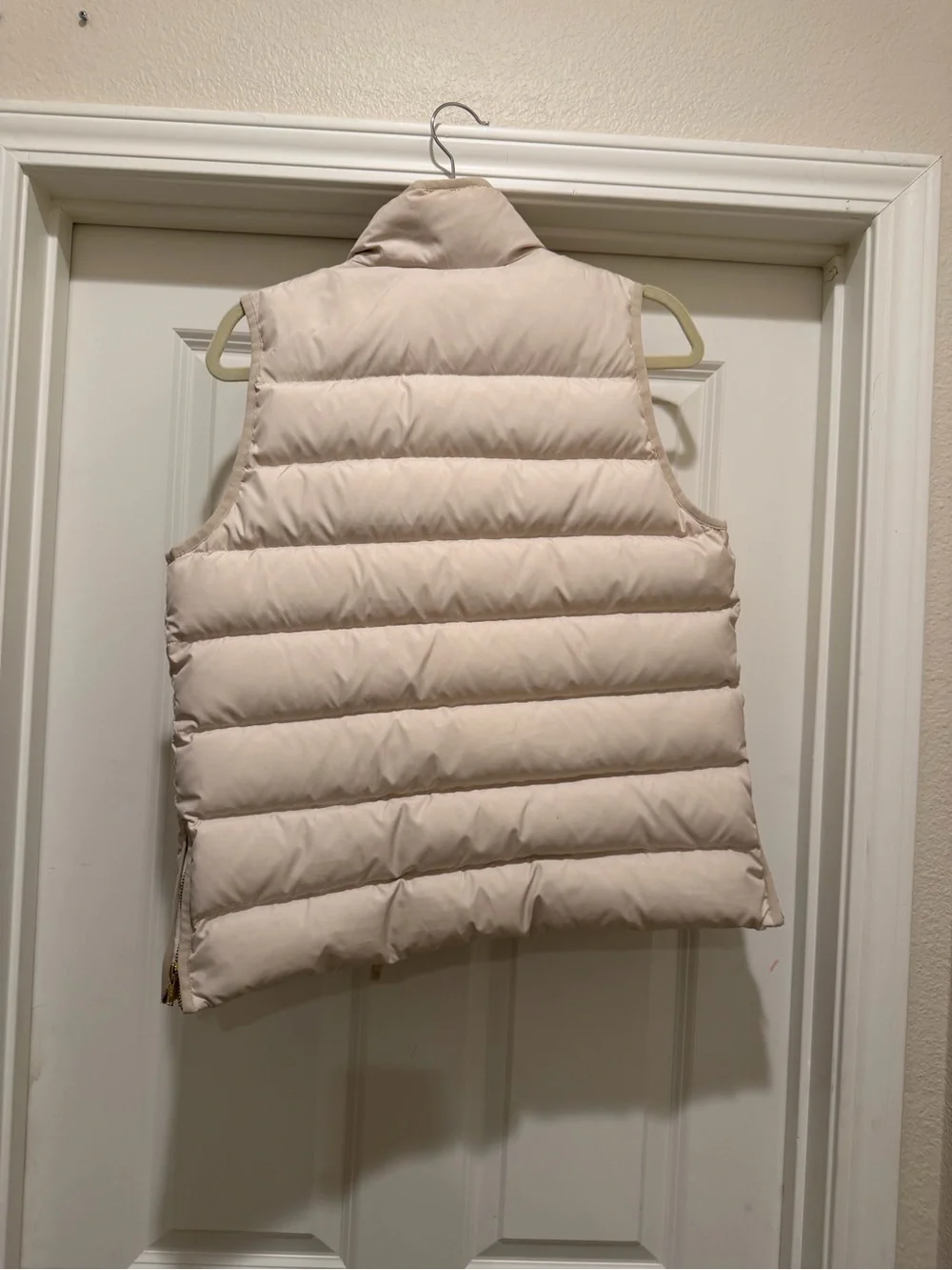 J.Crew Quilted Puffer Vest Tan Cream Gold Hardware Size S